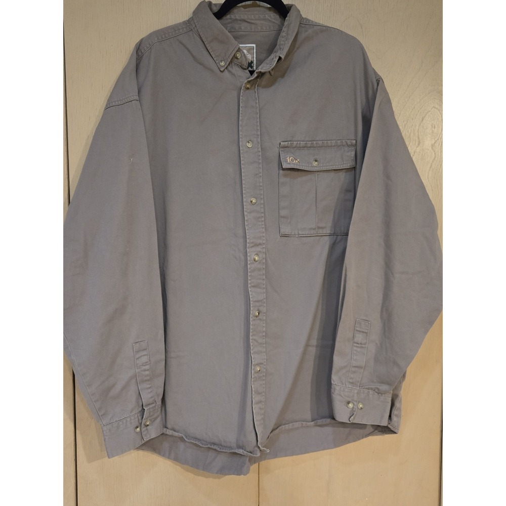 Vintage 10X Men's 3XL Button Up Shirt Made in Russia Gray Hunting Outdoor